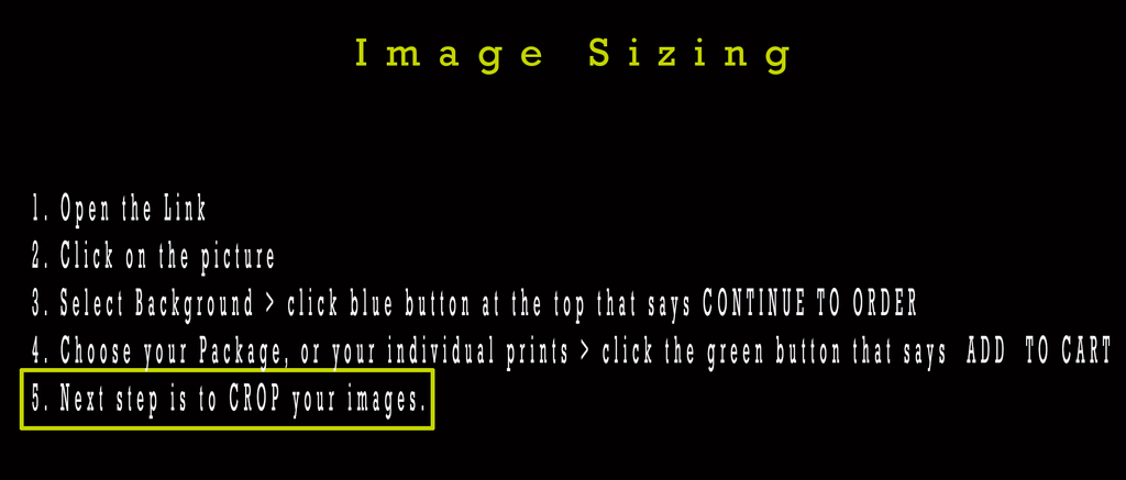 Instructions for resizing photos on the Monalisa Website.